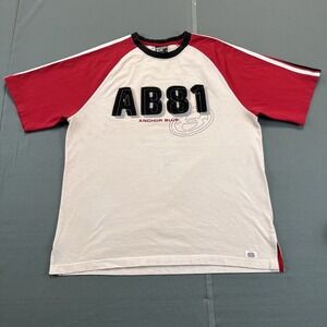 Vintage Anchor Blue Shirt M Red White Baseball Sleeve T shirt Read